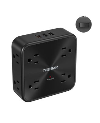11-in-1 Outlet Extender, 8 AC Outlets + 3 USB Ports, 20W USB-C, 900J Surge Protection for Home and Office