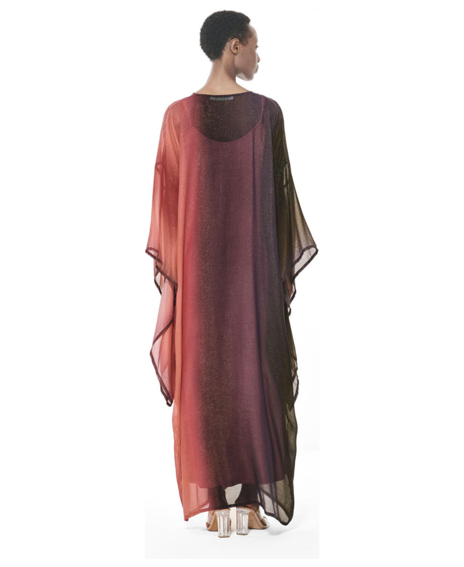 Women's Kimono Kaftan Loose-Fit V-Neck Gradient-Print Dress