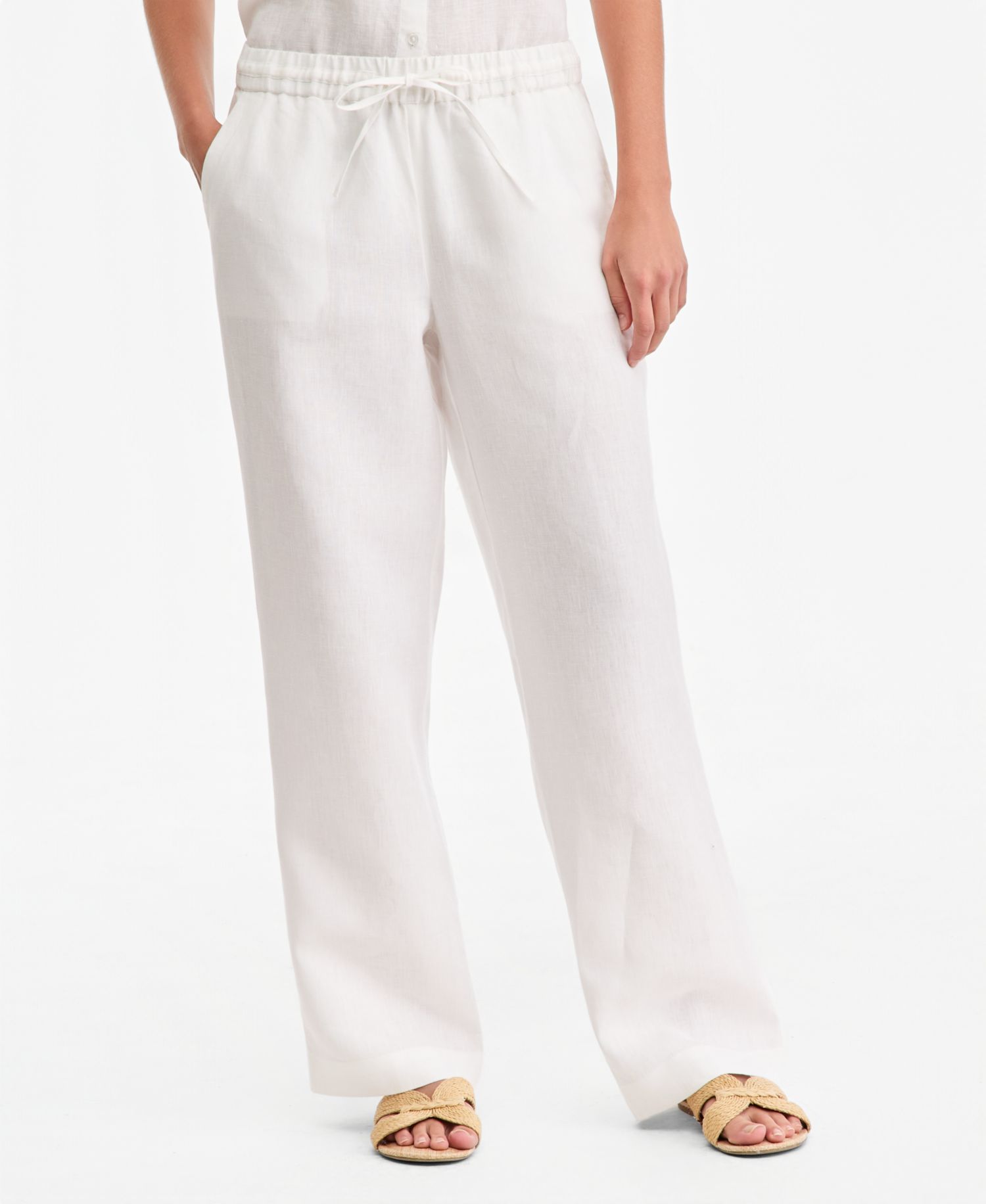 Women's 100% Linen Drawstring Pants