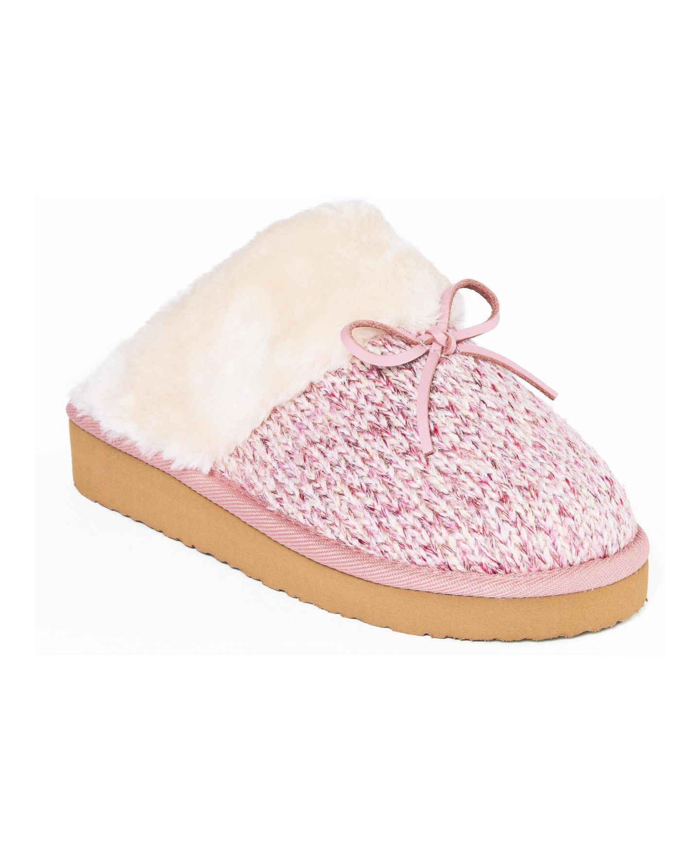 Женские тапочки Minnetonka Flurry Scuff Sparkle Knit Slippers, цвет: Розовый — фото 1