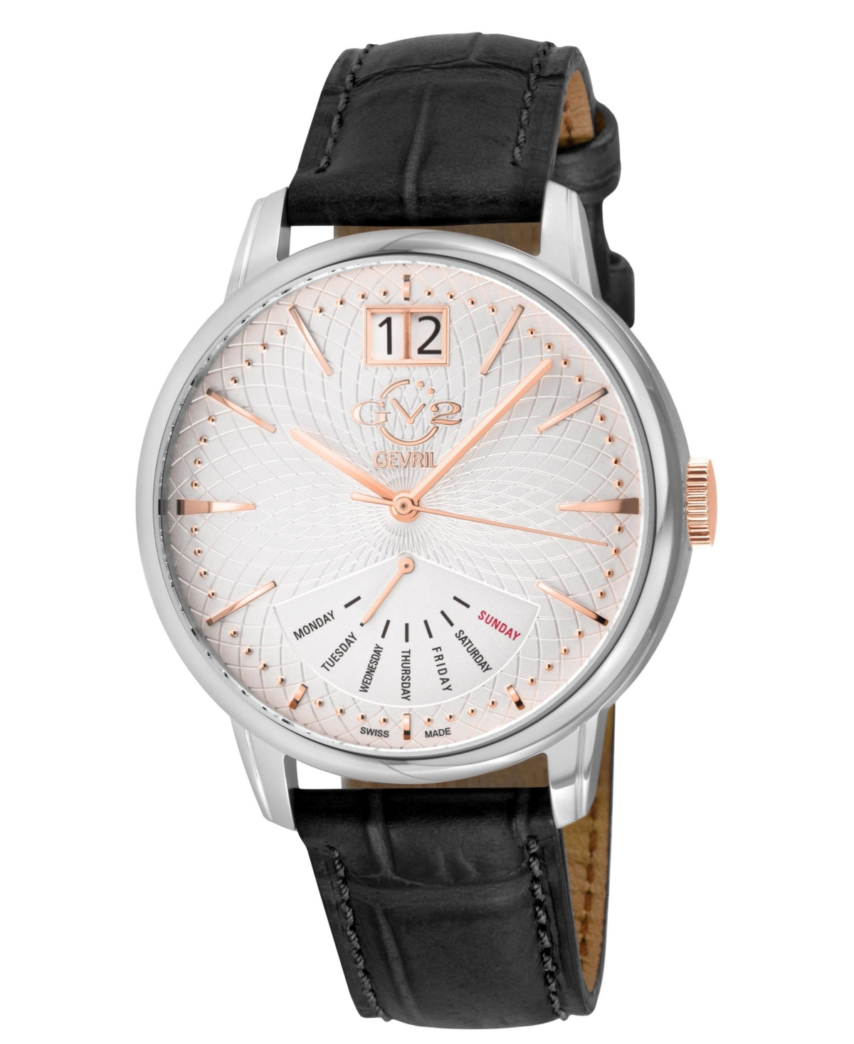 GV2 by Gevril Men's Swiss Made Rovescio Swiss Quartz Leather Strap Watch