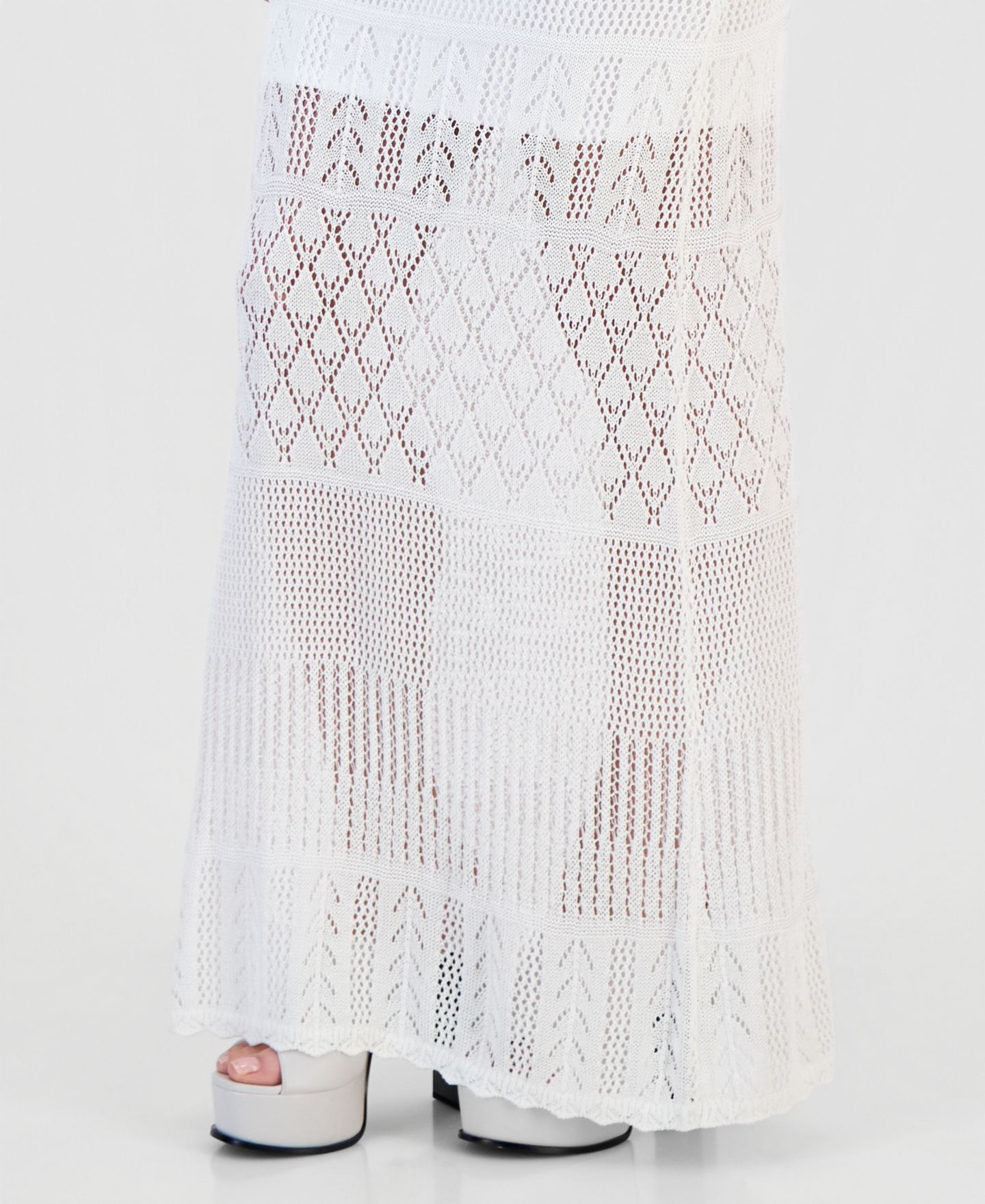 Женская юбка GUESS Vivianne High-Waisted Crochet Maxi, цвет: Белый — фото 3