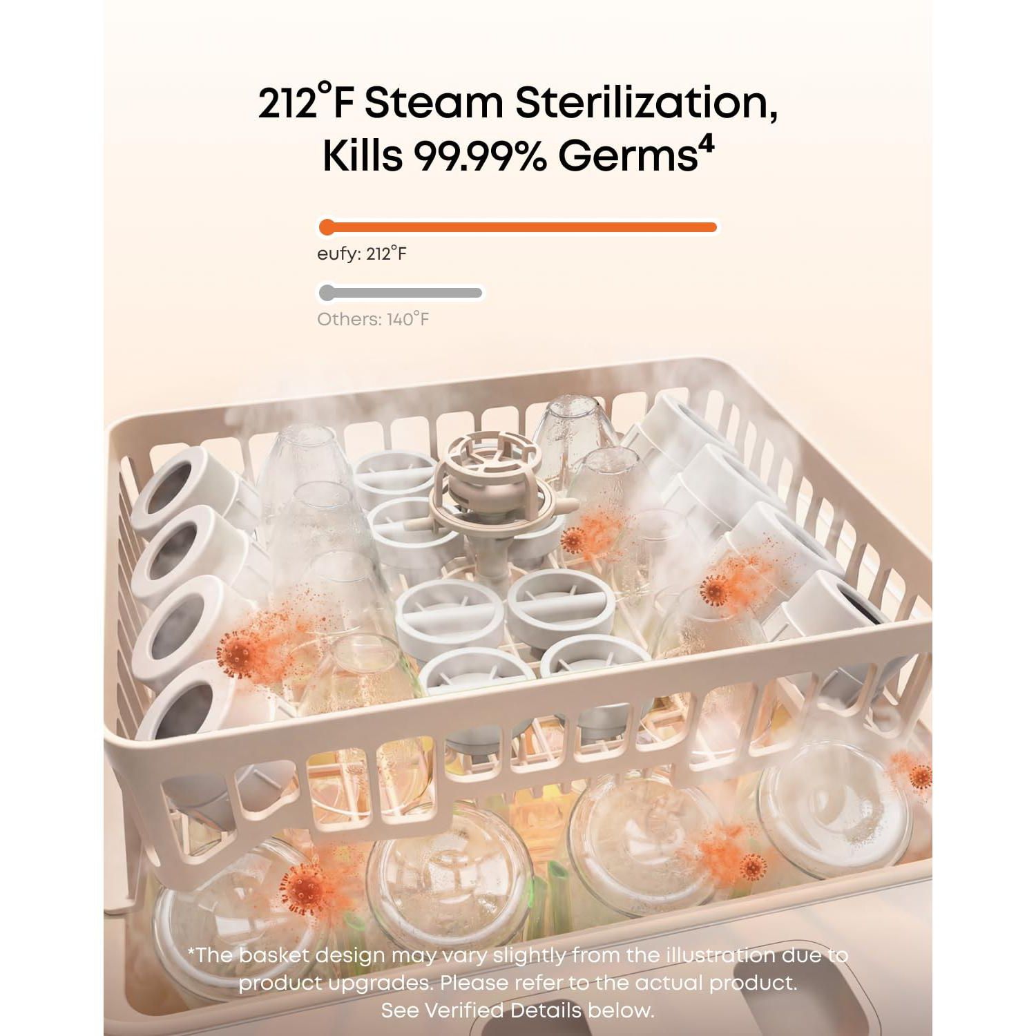 S1 Baby Bottle Washer,Sterilizer and Dryer with 60 Detergent Tablets,10-Bottle Capacity,No Spot and Odorless Cleaning