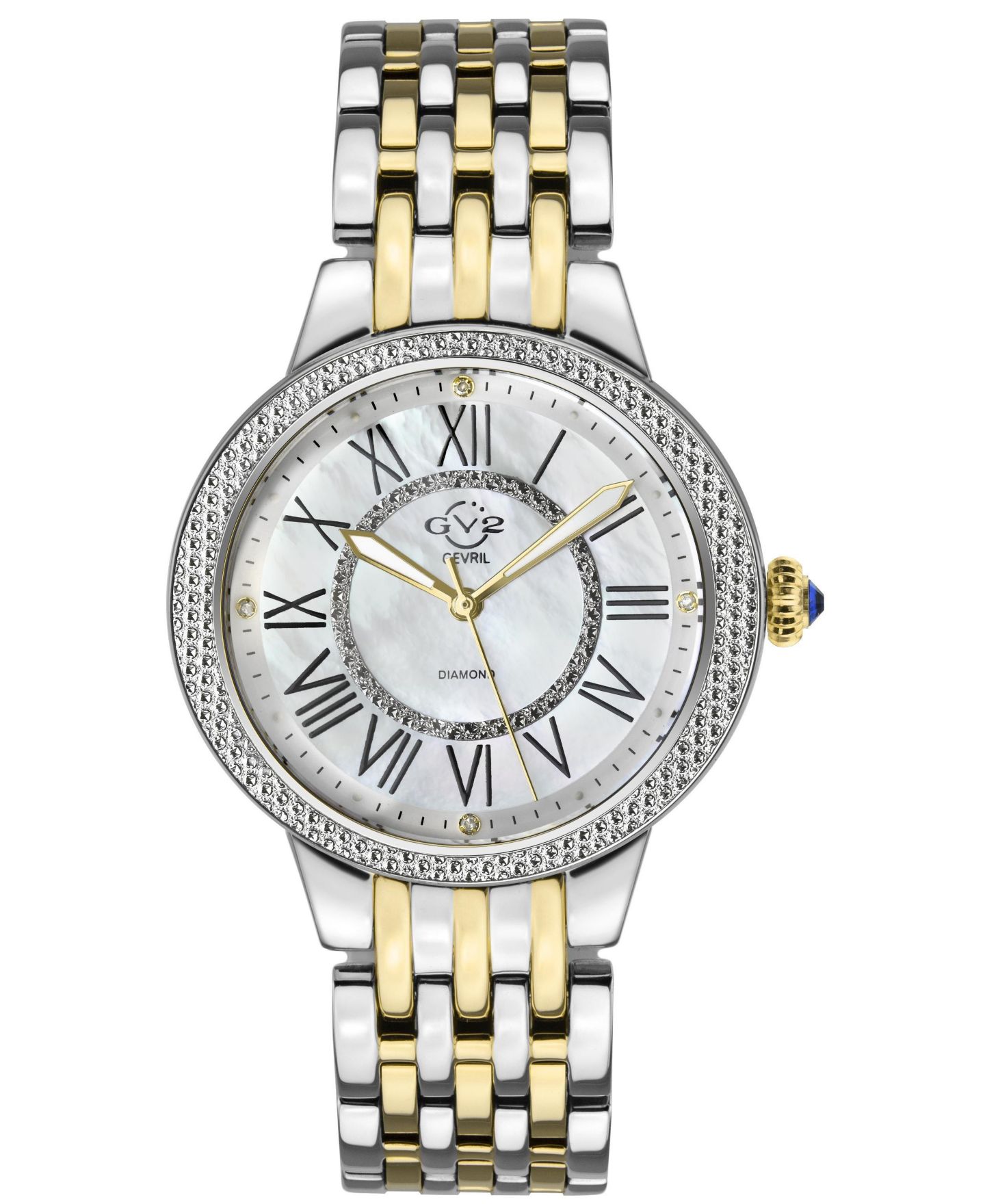 Женские часы GV2 by Gevril Astor II Swiss Quartz Two toned SS Ipyg Stainless Steel Bracelet Diamond Watch — фото 1