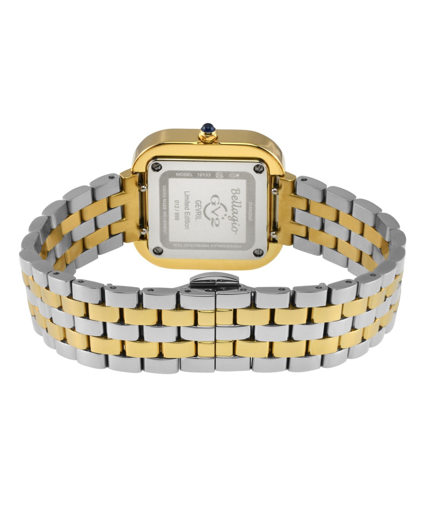 Женские часы GV2 by Gevril Bellagio Swiss Quartz Two toned SS Ipyg Stainless Steel Bracelet Diamond Watch, цвет: Золотой — фото 2