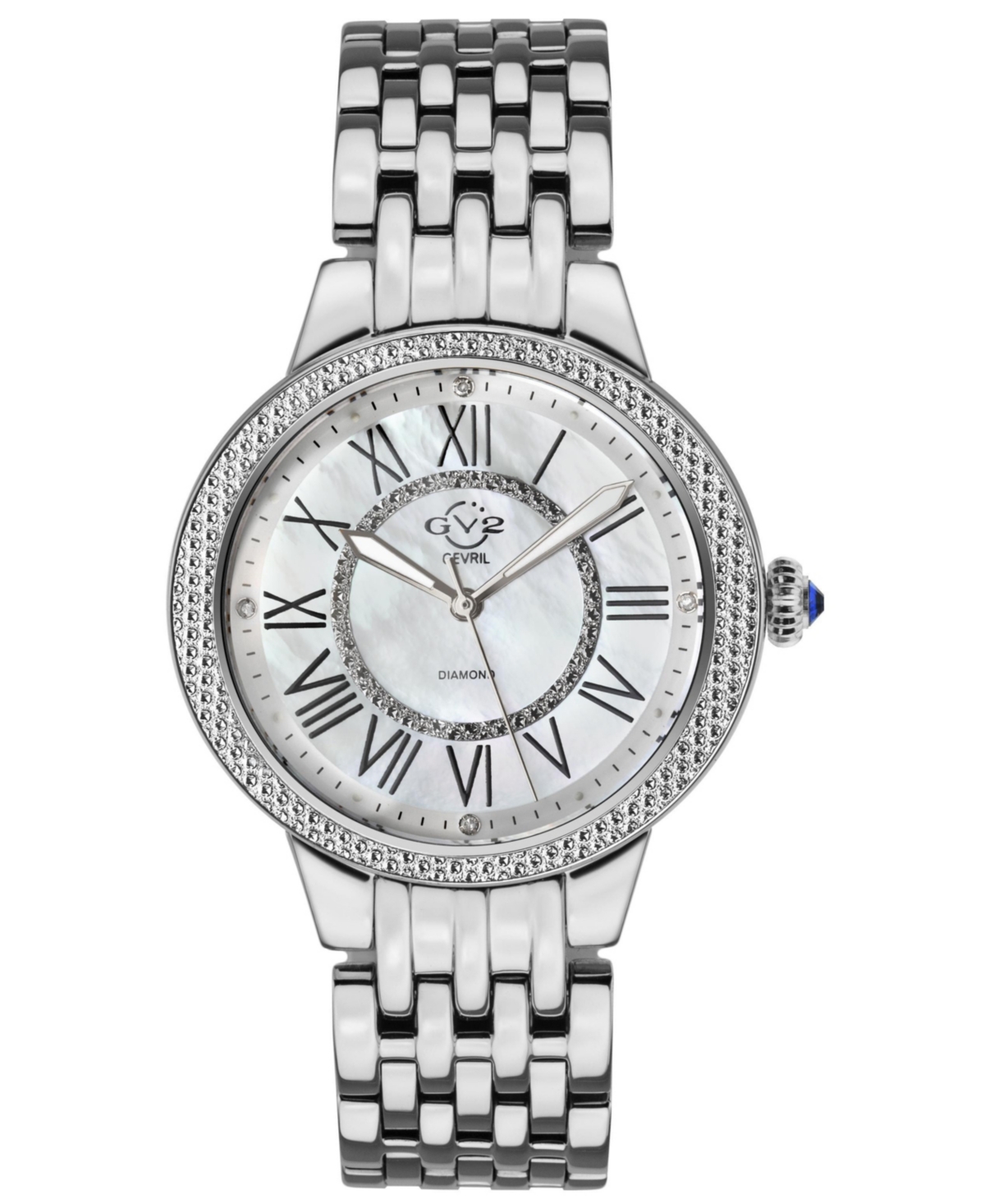 GV2 by Gevril Women's Astor Ii Swiss Quartz Silver Stainless Steel Bracelet Diamond Watch