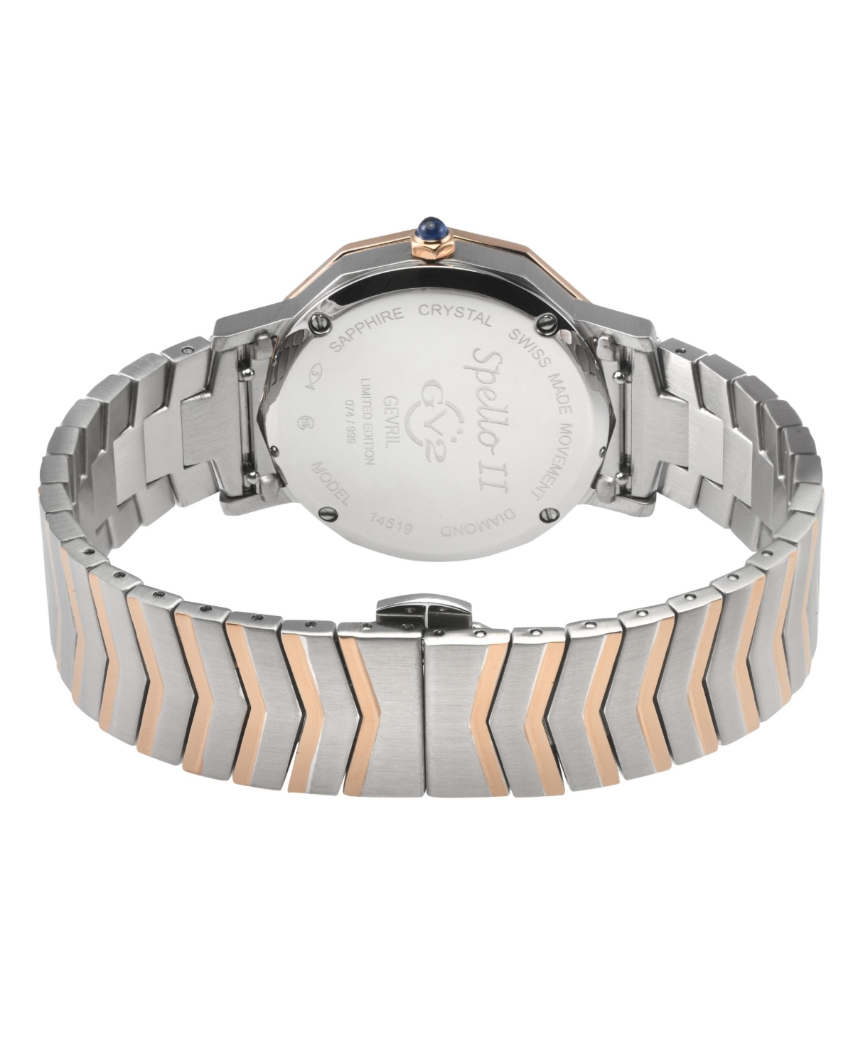 GV2 by Gevril Women's Spello Ii Swiss Quartz Two toned Ss Iprg Stainless Steel Bracelet Diamond Watch