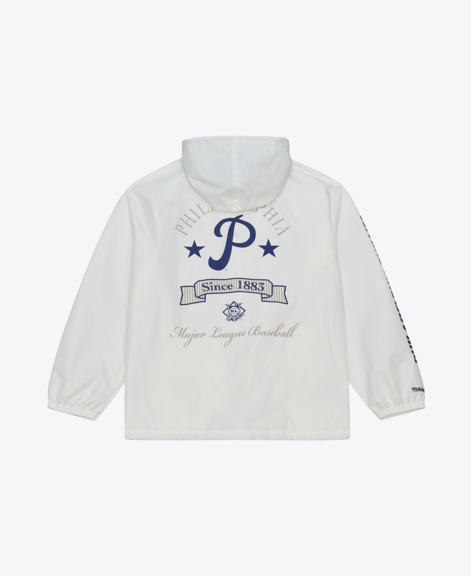 Men's Mitchell Ness White Philadelphia Phillies Yacht Rock Coaches Full-snap Hooded Windbreaker Jacket