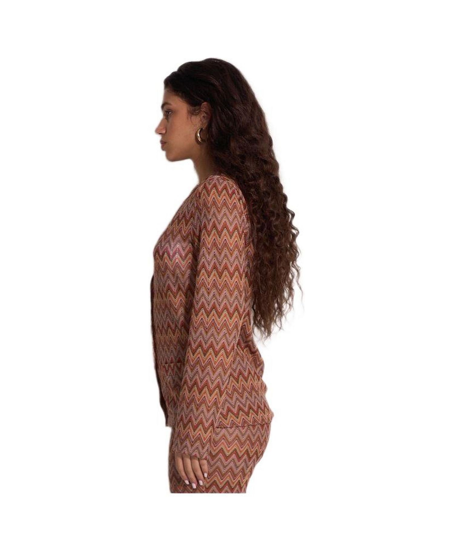 Women's Desert Mirage Victoria Beach Zig-Zag Crochet V-Neck Cardigan