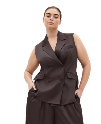 Plus Size Rylie Satin Double-Breasted Tailored-Fit Vest