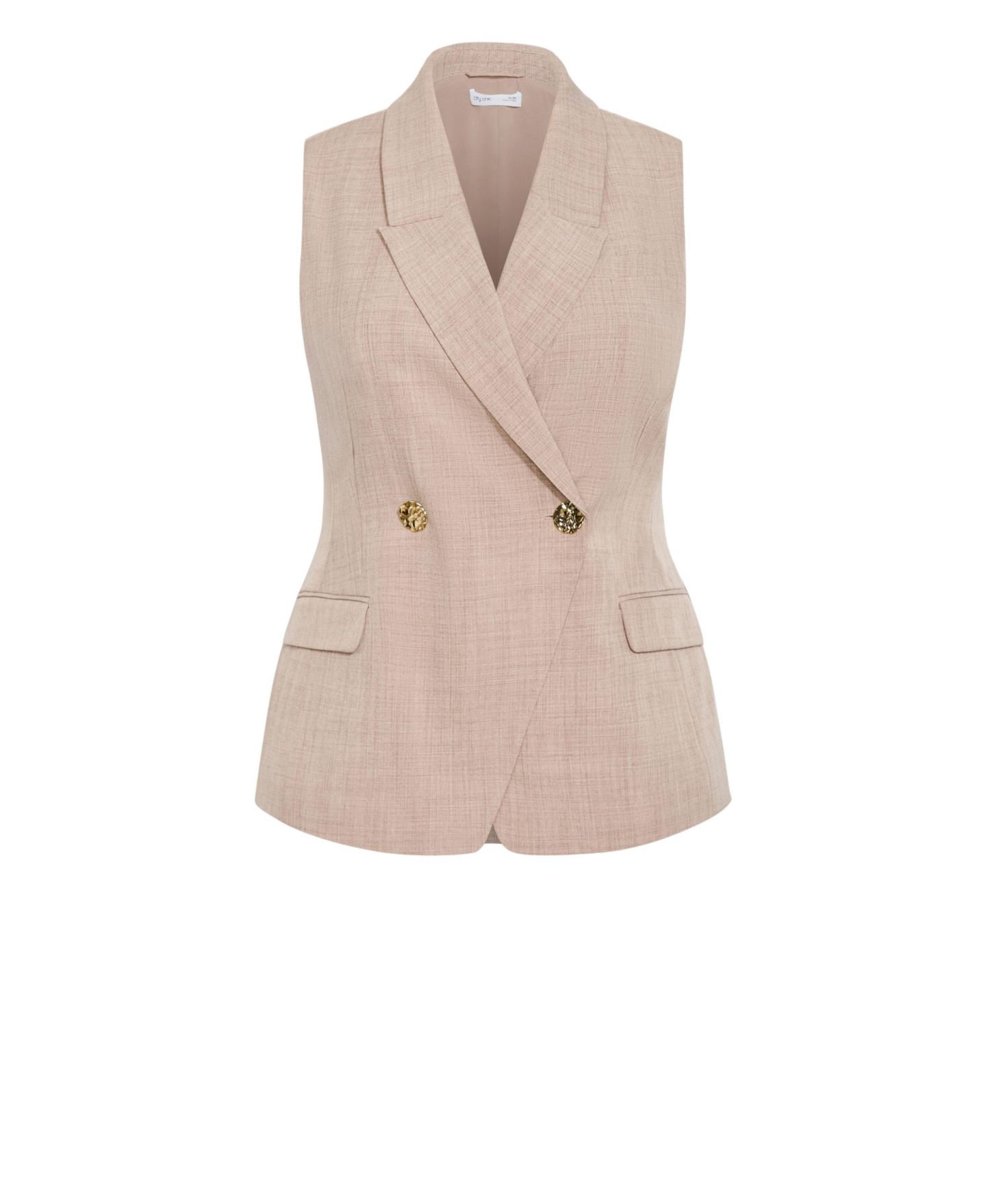 Женский жилет CITY CHIC Plus Size Luci Tailored Sleeveless Collared Vest, цвет: Латте — фото 4