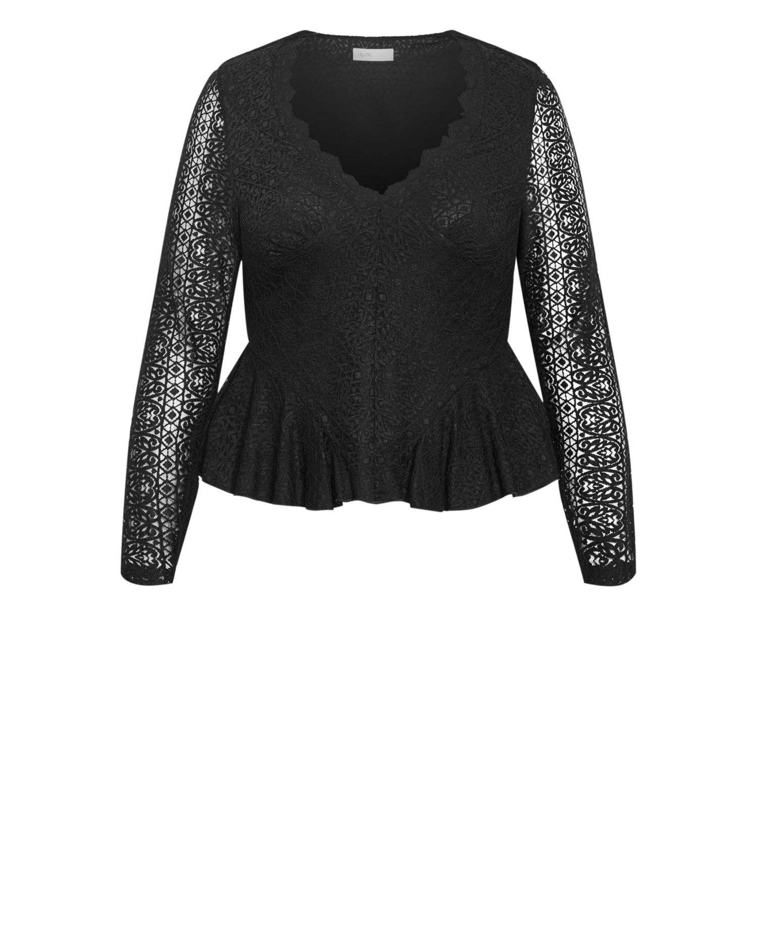 Plus Size Lola V-Neck Long-Sleeve Lace Top