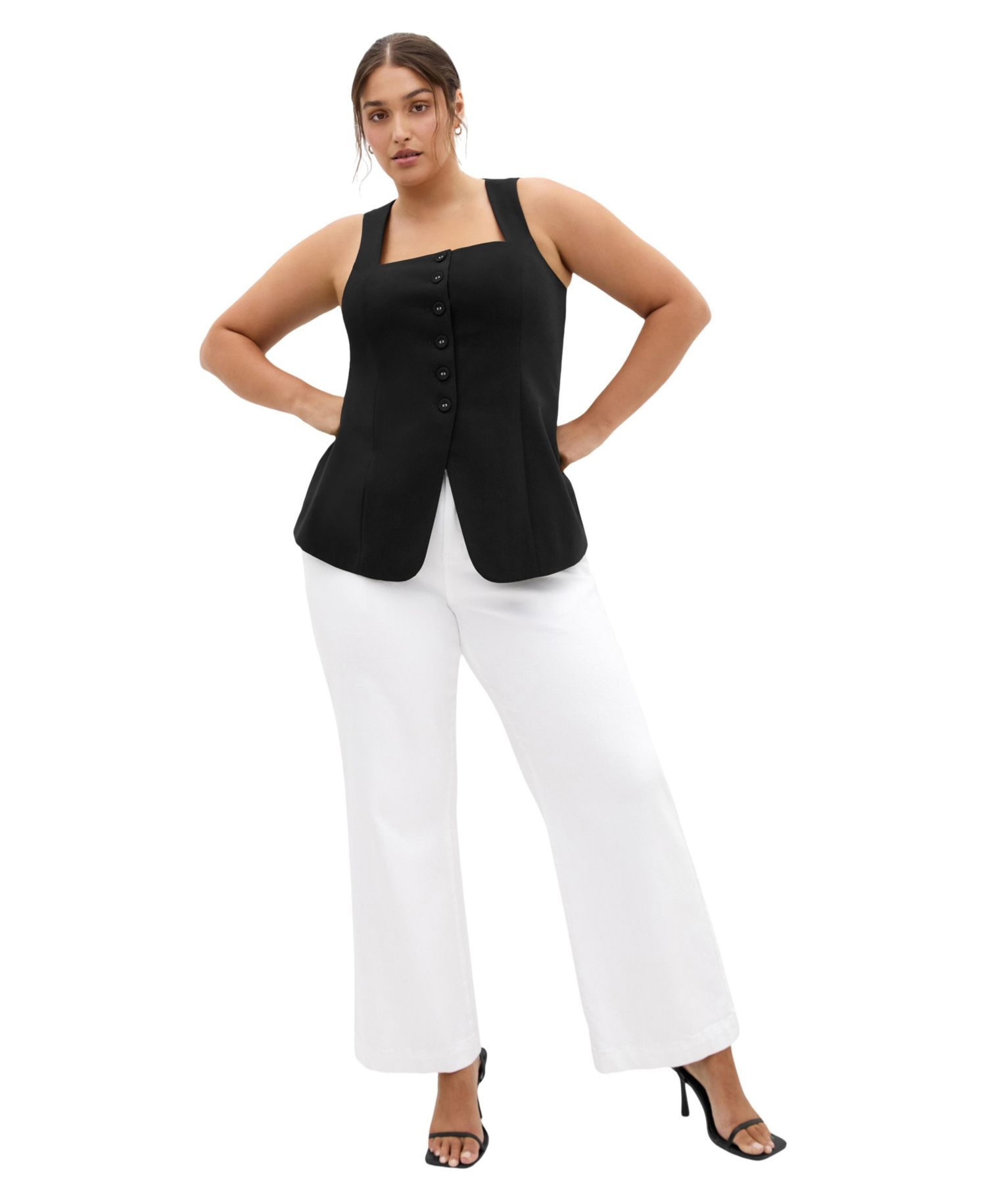 Plus Size Jaz Square-Neckline Sleeveless Vest