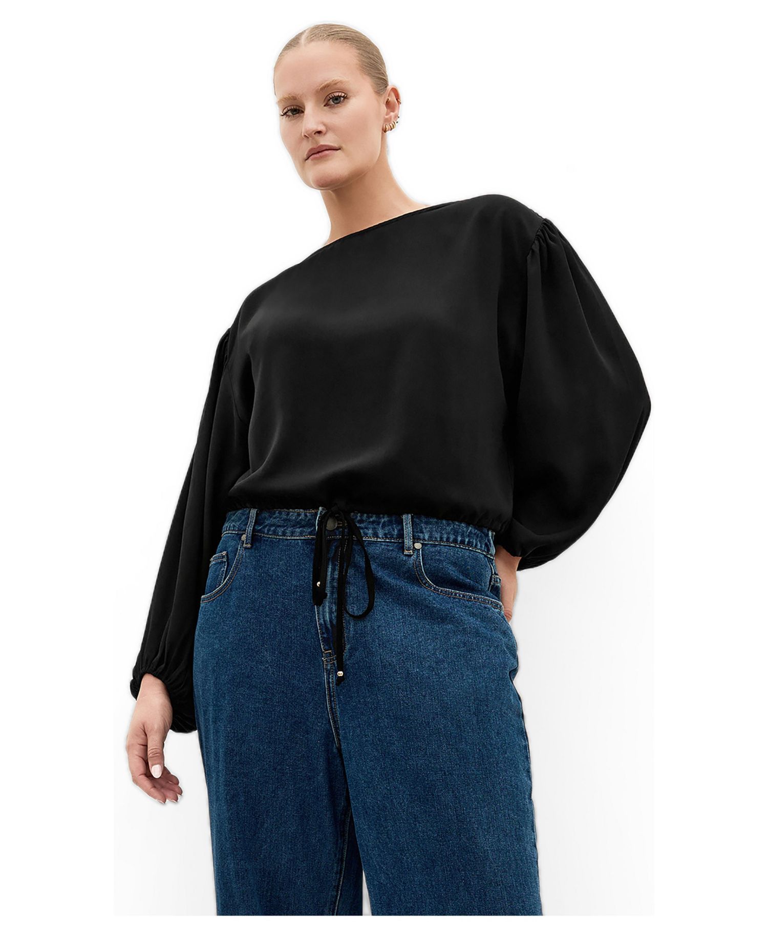 Plus Size Elise Long Sleeve Hem Detail Top