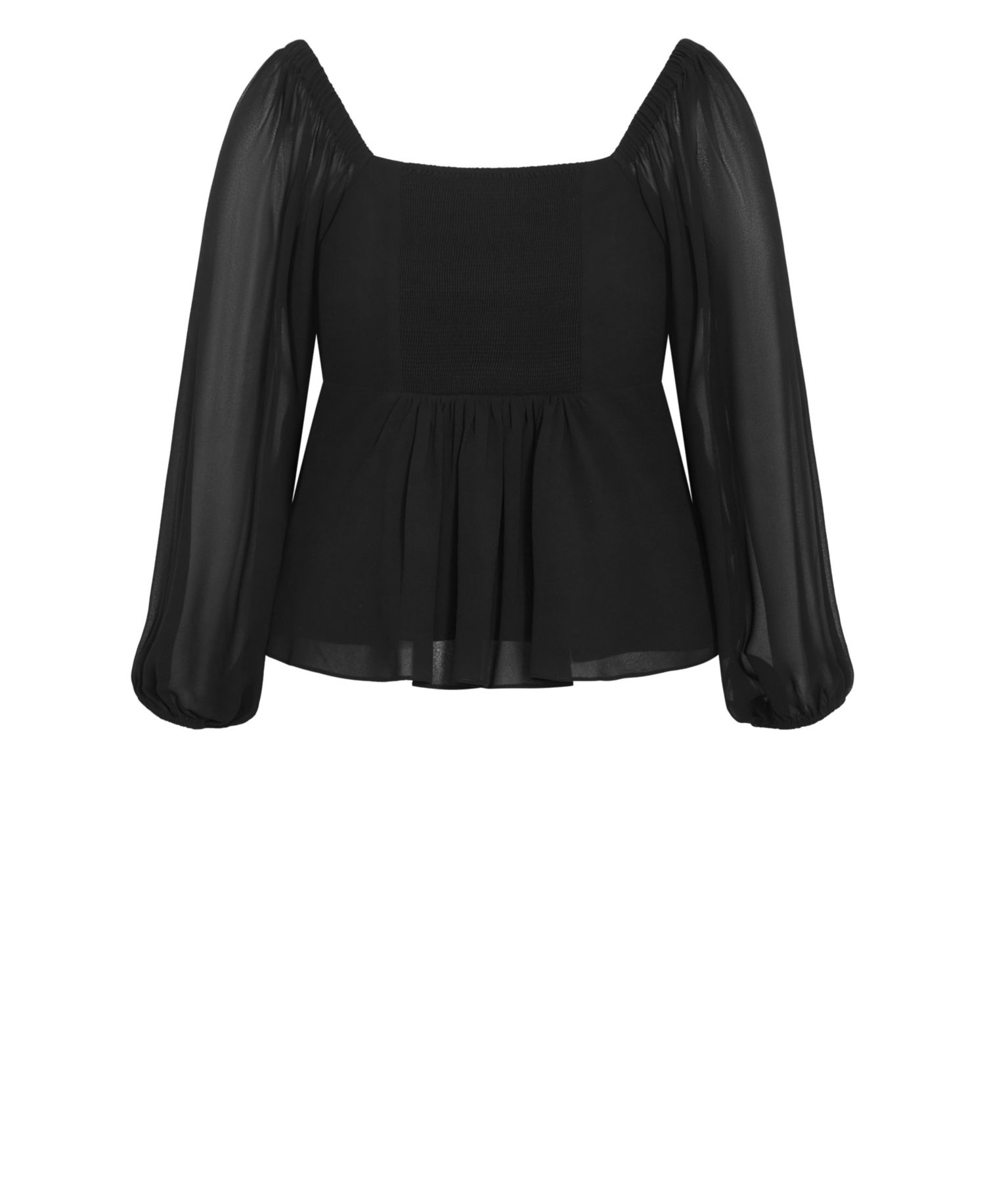 Plus Size Shayla Long Balloon-Sleeve Frill Top
