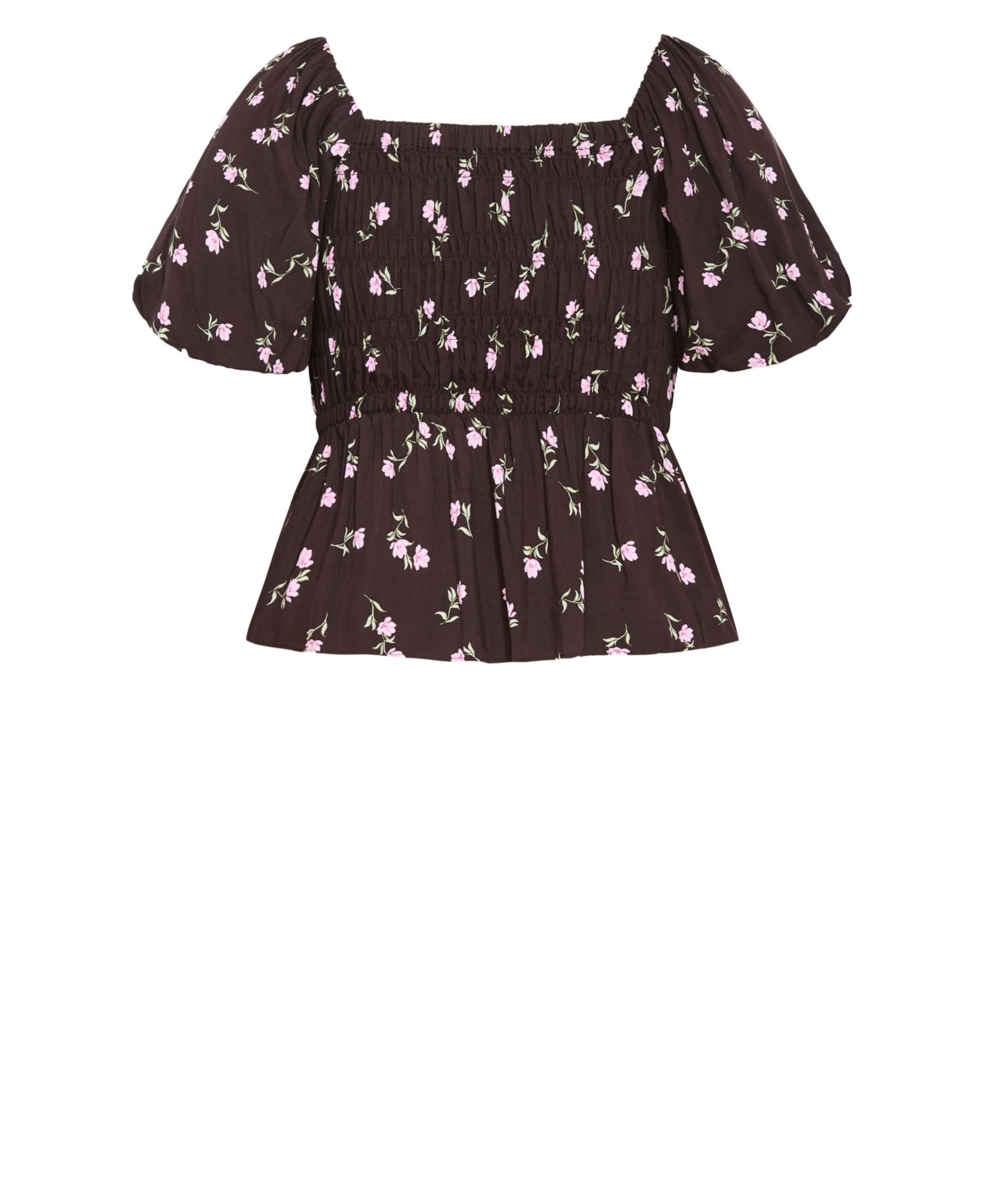 Plus Size Aire Peplum Floral-Print Square-Neck Top