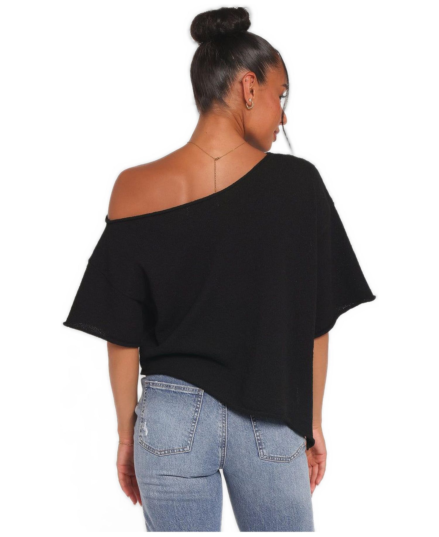 Women's Ardena Boucle-Knit Short-Sleeve Asymmetrical Top