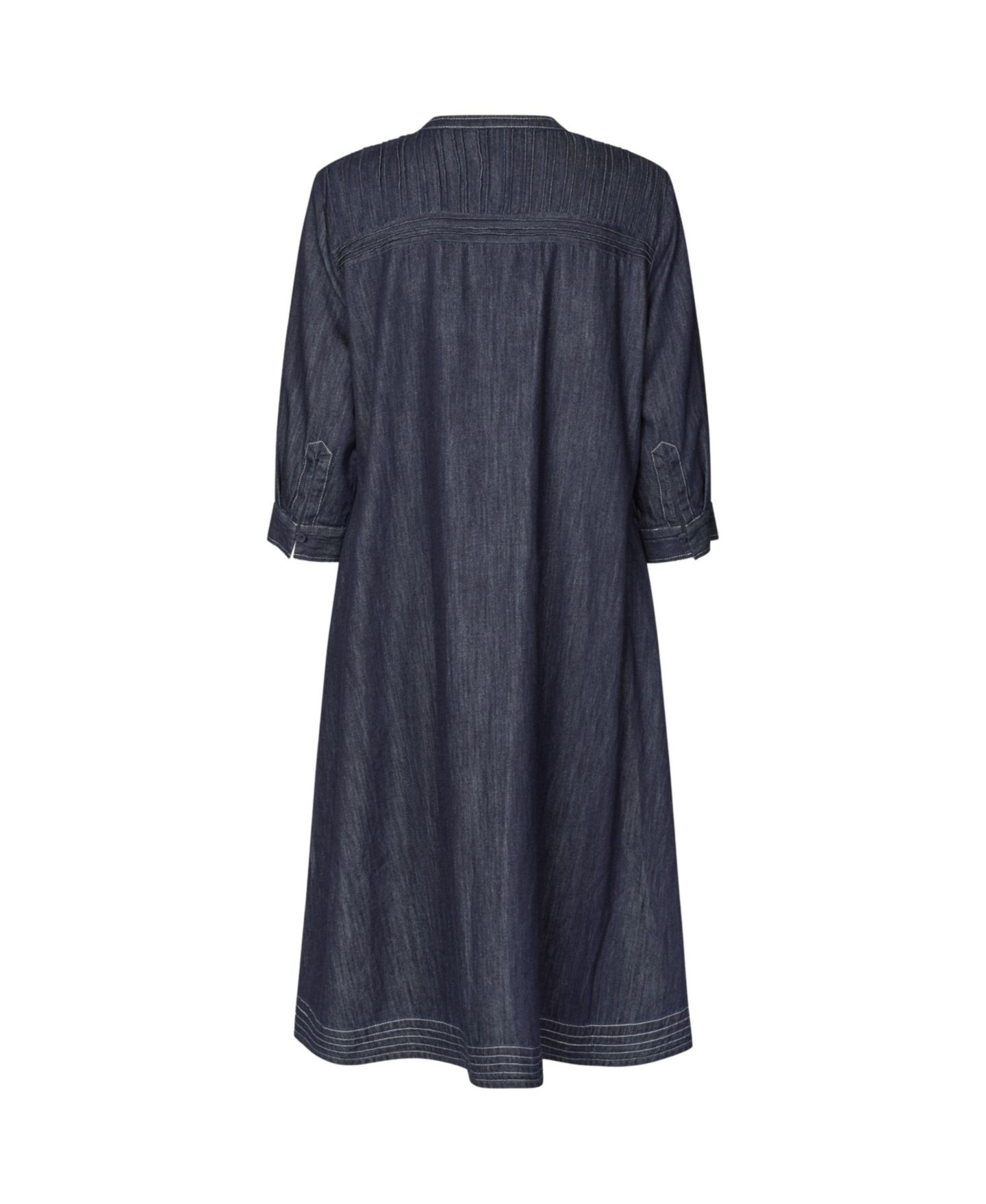 Женское платье Masai Copenhagen MaNakillaia Mandarin Collar 3/4-Sleeve A-Line Midi, цвет: Тёмный джинсовый — фото 5