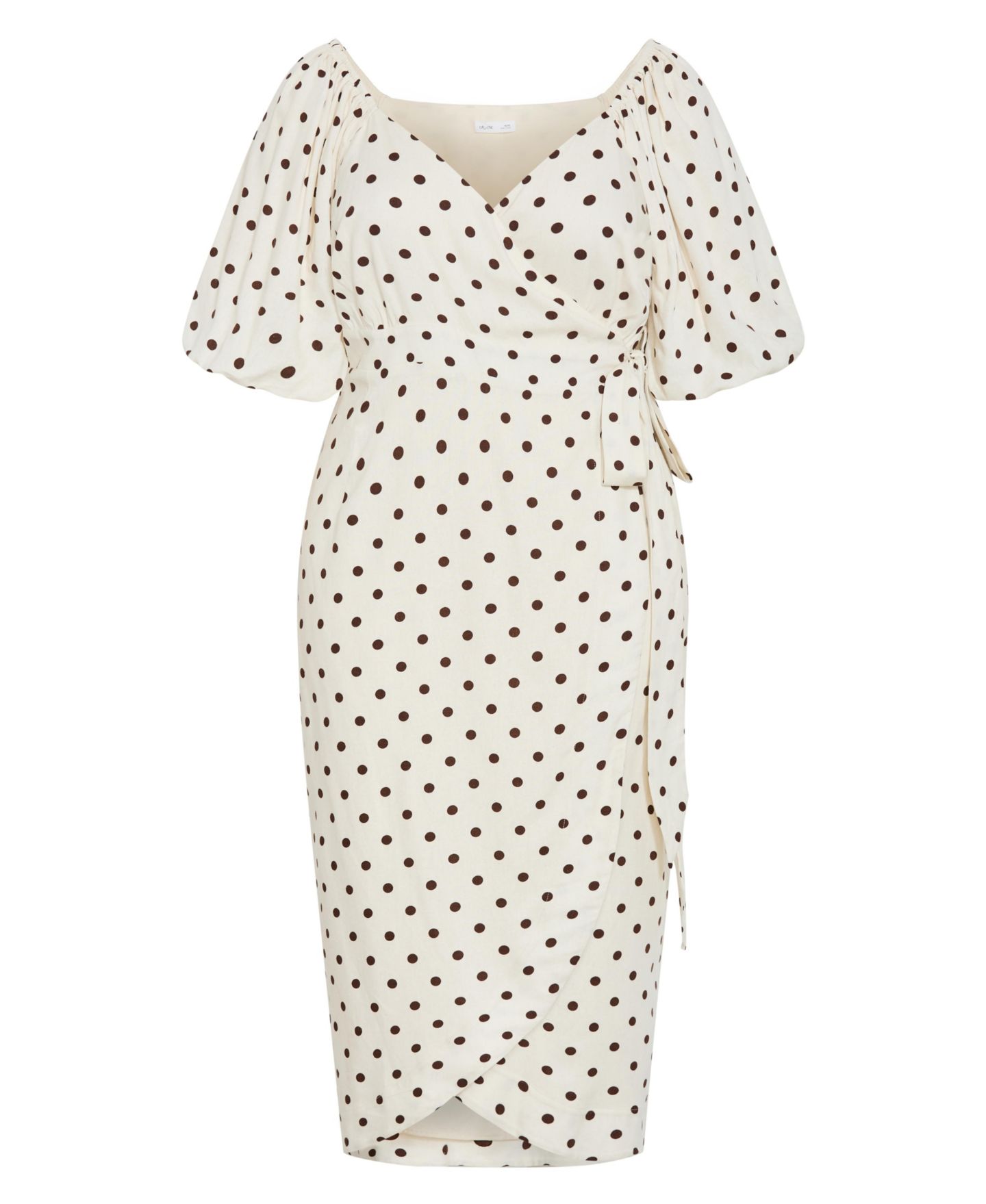 Женское платье CITY CHIC Plus Size Claudine Wrap Spot-Print Balloon-Sleeve Midi, цвет: Sweet Spot — фото 4