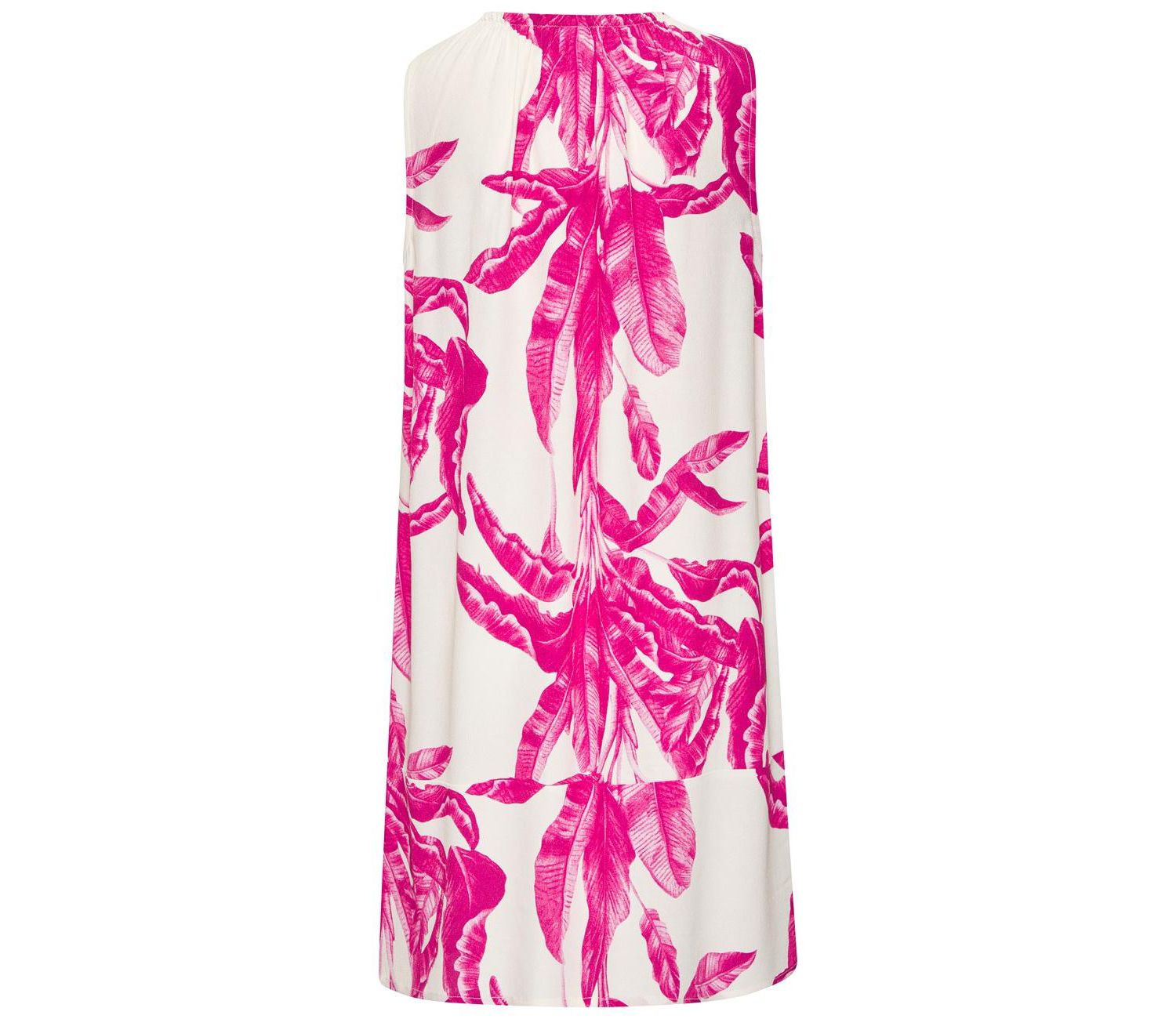 Women's Viscose Tropical Print Ruffle-Trim Shift Short Dress