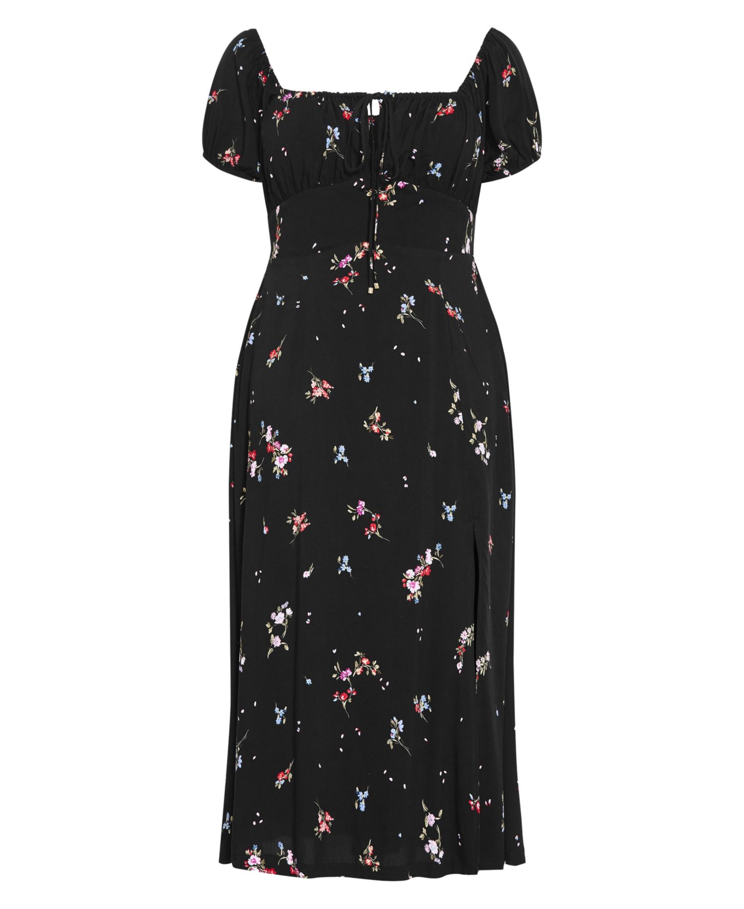 Plus Size Abbie Floral-Print Sweetheart Neckline Midi Dress
