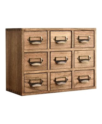 Solid Wood Desktop Storage Cabinet With Label Handles For Office Supplies And Crafts