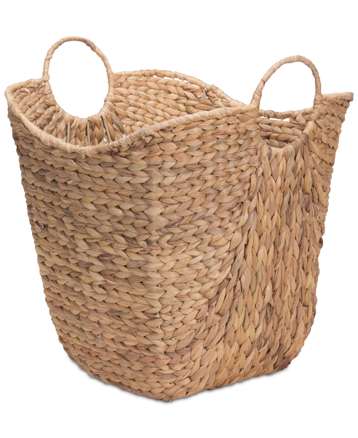 Tall Water Hyacinth Wicker Basket with Handles