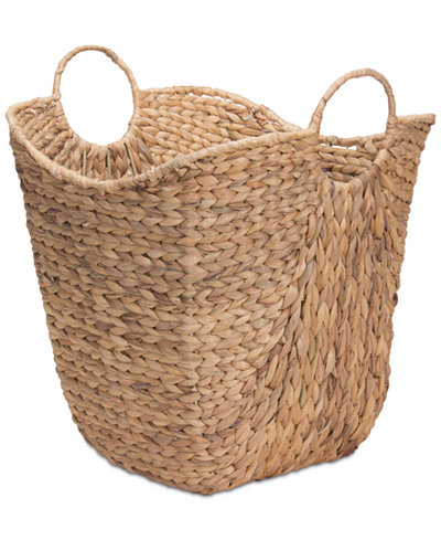 Household Essentials Tall Water Hyacinth Wicker Basket with Handles