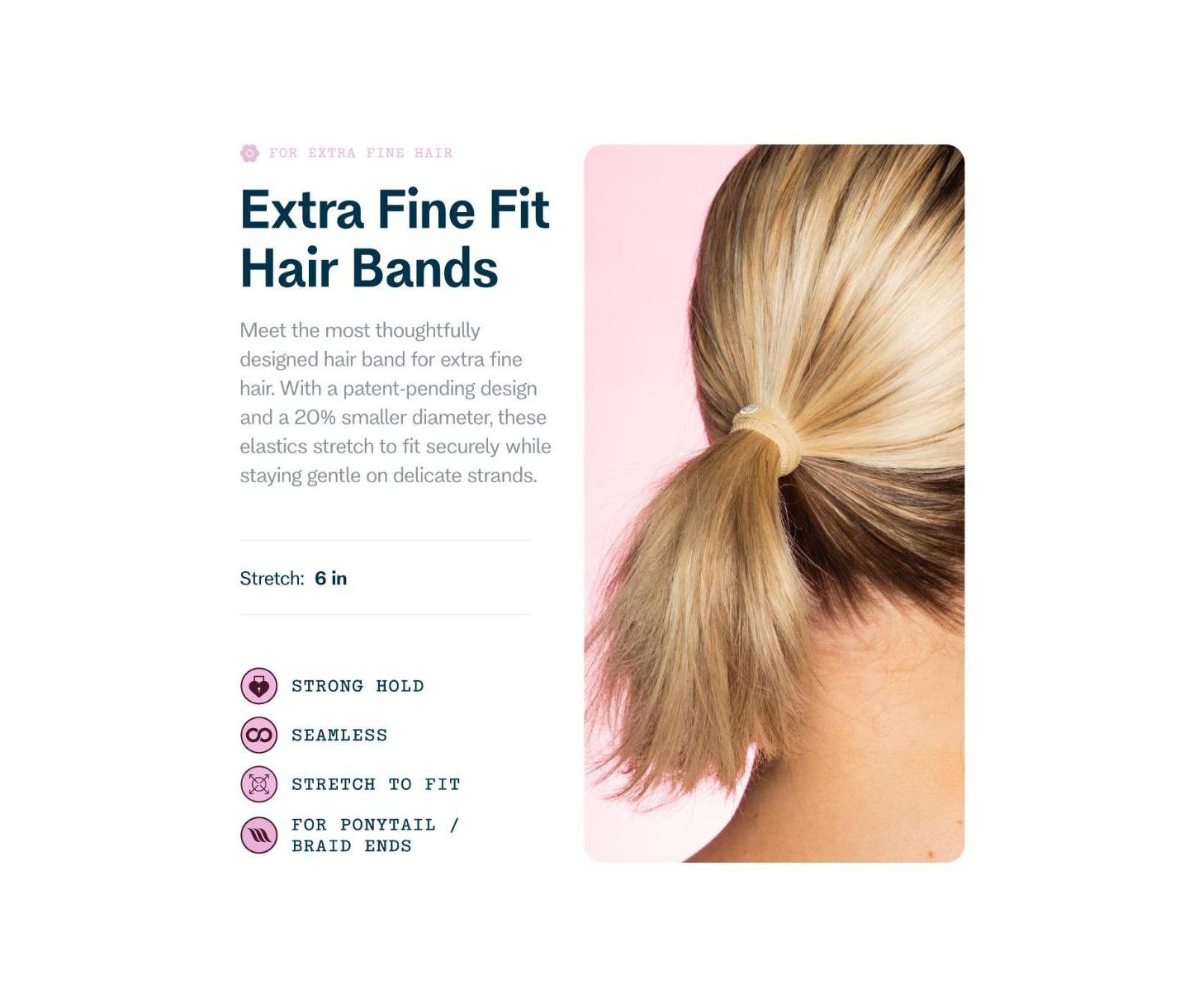 Женские аксессуары GIMME beauty X-Fine Hair Bands Slim-Fit Elastic Ties for Extra Fine Hair 20 Pack — фото 2