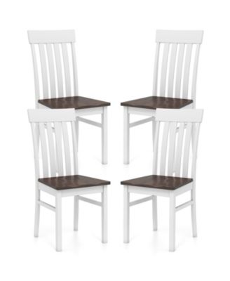 Dining Chairs Set of 4 with latted High Backrests Concave Seats Rubber Wood Legs