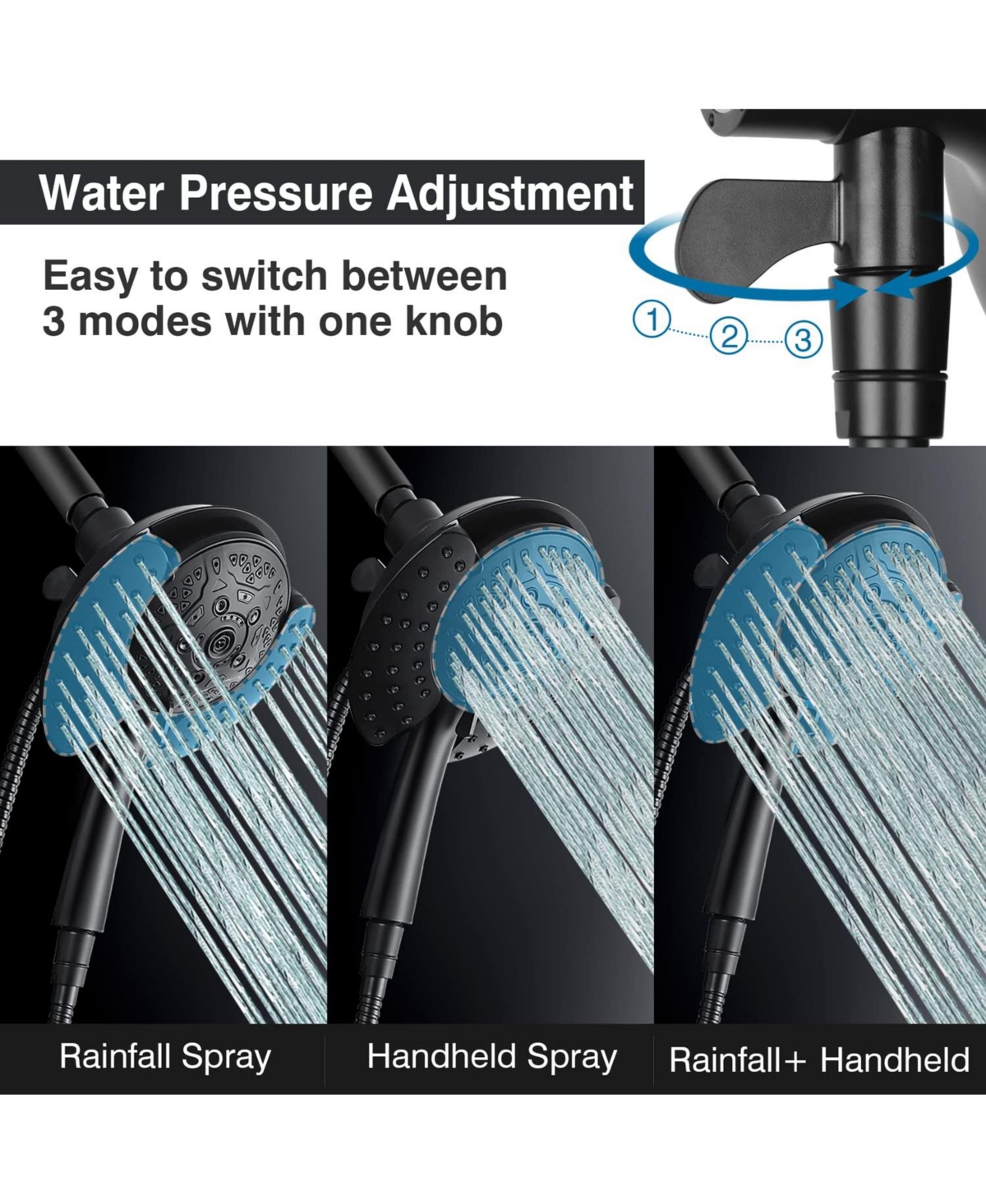 Cyqbd 1.8 Gpm Shower Head Handheld Rain 2-in-1 Rotatable Hose