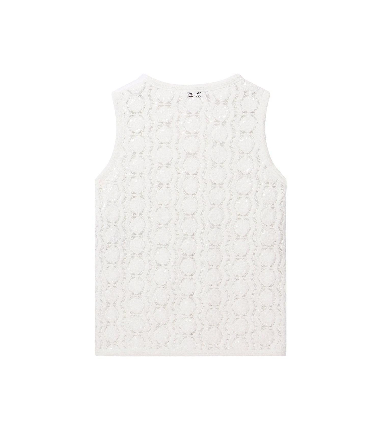 Women's Crochet-Sequin V-Neck Vest