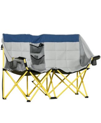 Mountaintop Loveseat Style Camping Chairoversized Folding Lawn Chair With Carry Bag Cup Holdersfor Outdoor Beach Picnic Hiking Travel