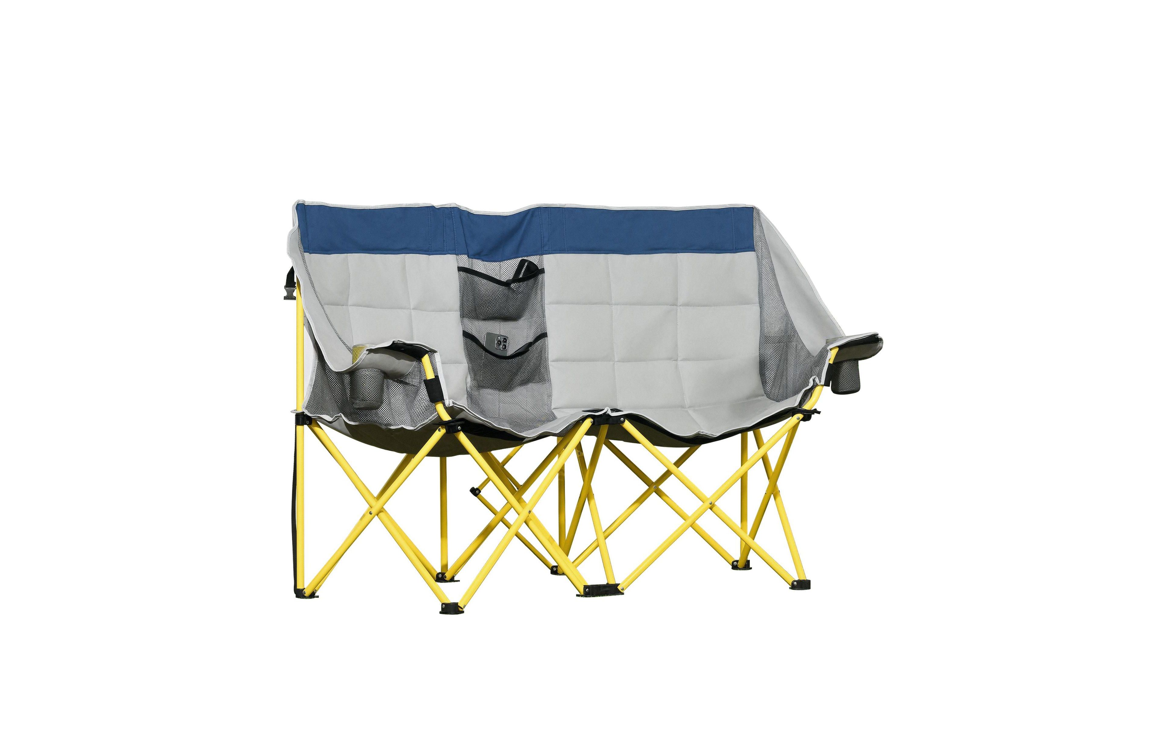 Mountaintop Loveseat Style Camping Chairoversized Folding Lawn Chair With Carry Bag Cup Holdersfor Outdoor Beach Picnic Hiking Travel