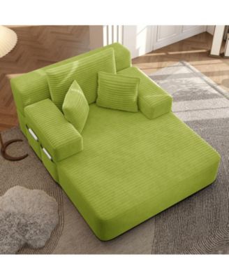 Convertible Corduroy Sleeper Sofa with Removable Washable Cover,Side Storage High-Density Sponge,Side Storage for Apartment Home,Small Spaces