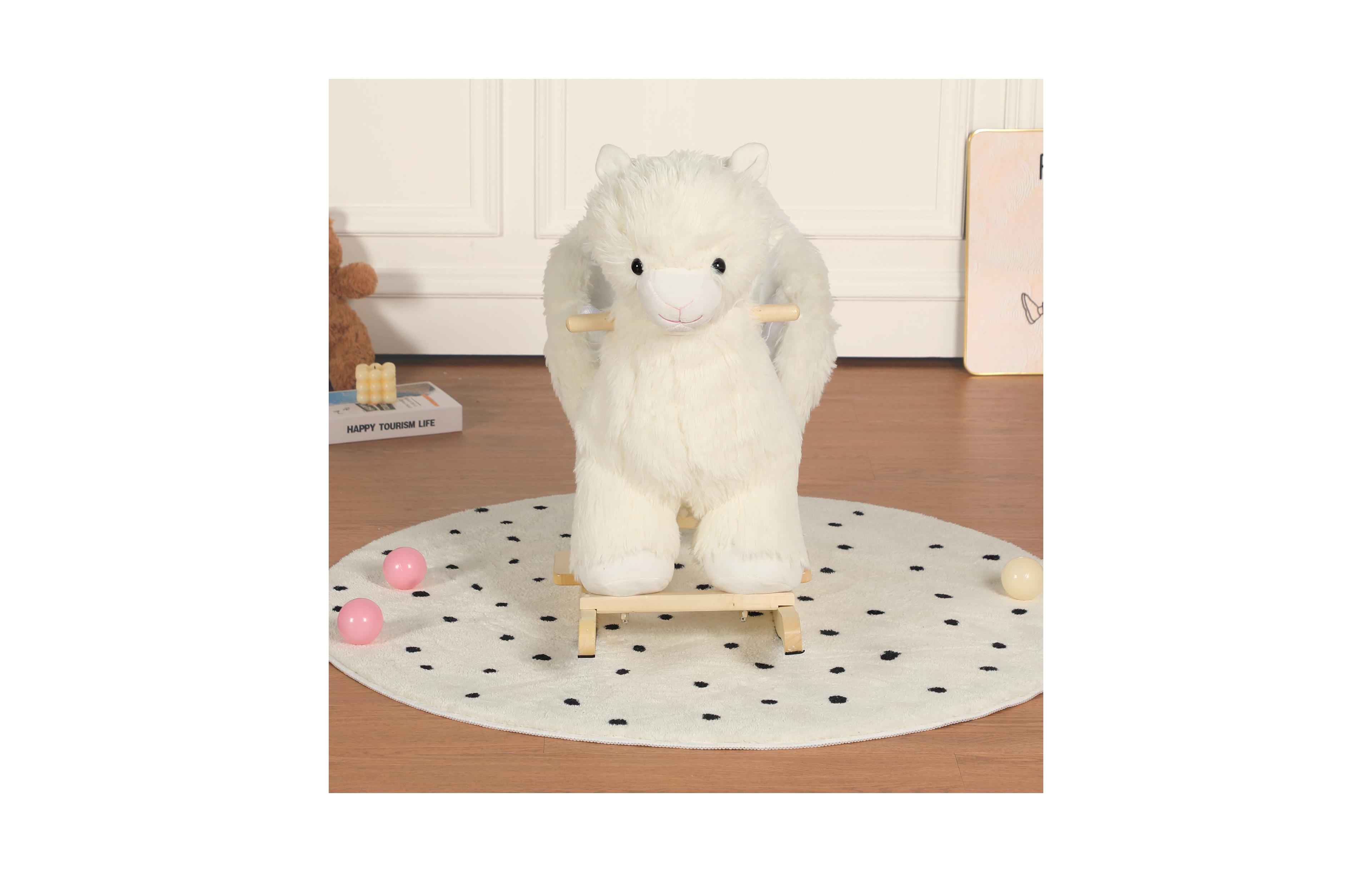 Sevorley Plush Alpaca Rocking Ride-On Toy With Sound, Ages 1-3