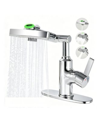 Single Handle Bathroom Sink Faucet with LED Temperature Display, 3 Water Modes and 360degree(s) Rotating Spout