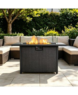 44" 50K BTU Propane Fire Pit Table with Glass Guard