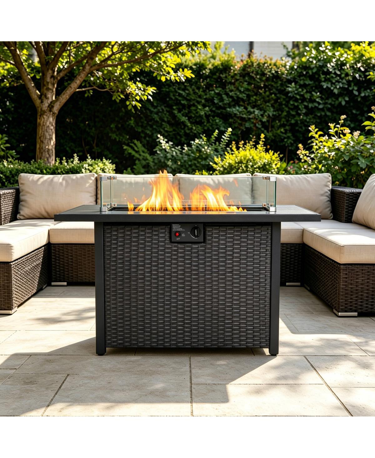 Streamdale Furniturev 44" 50K Btu Propane Fire Pit Table with Glass Guard