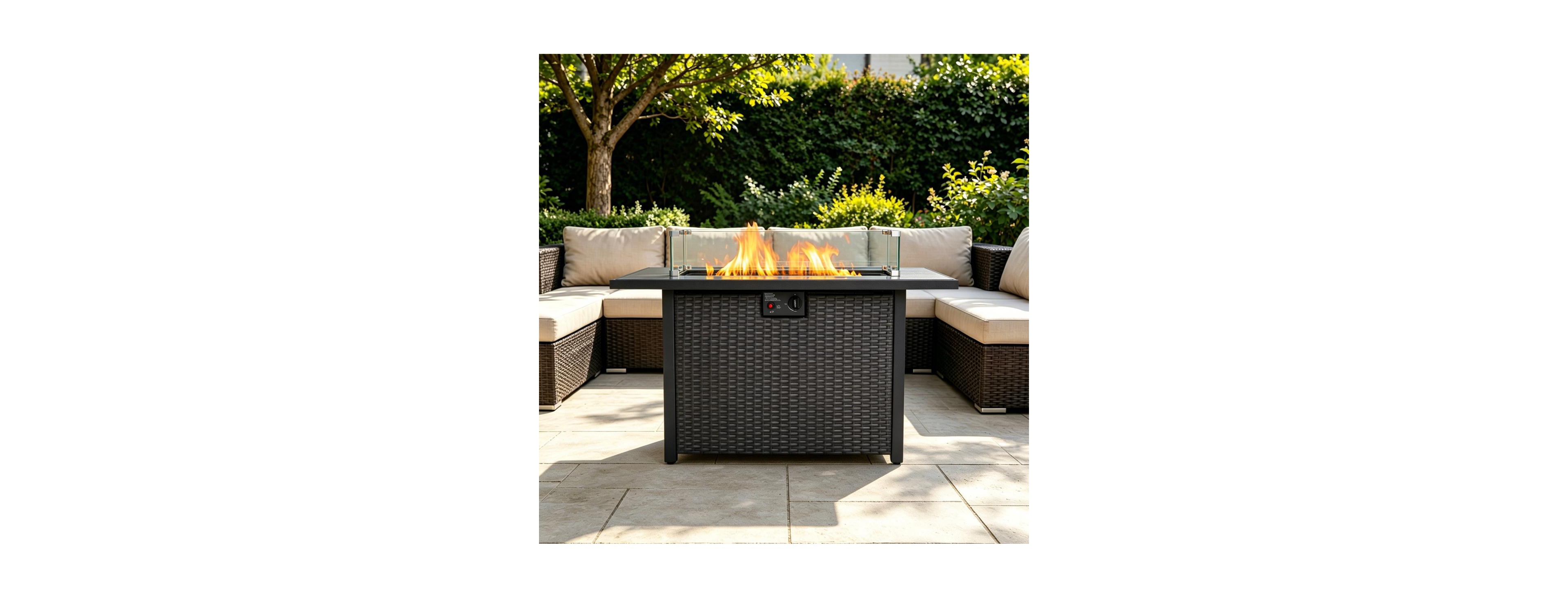 Streamdale Furniturev 44" 50K Btu Propane Fire Pit Table with Glass Guard