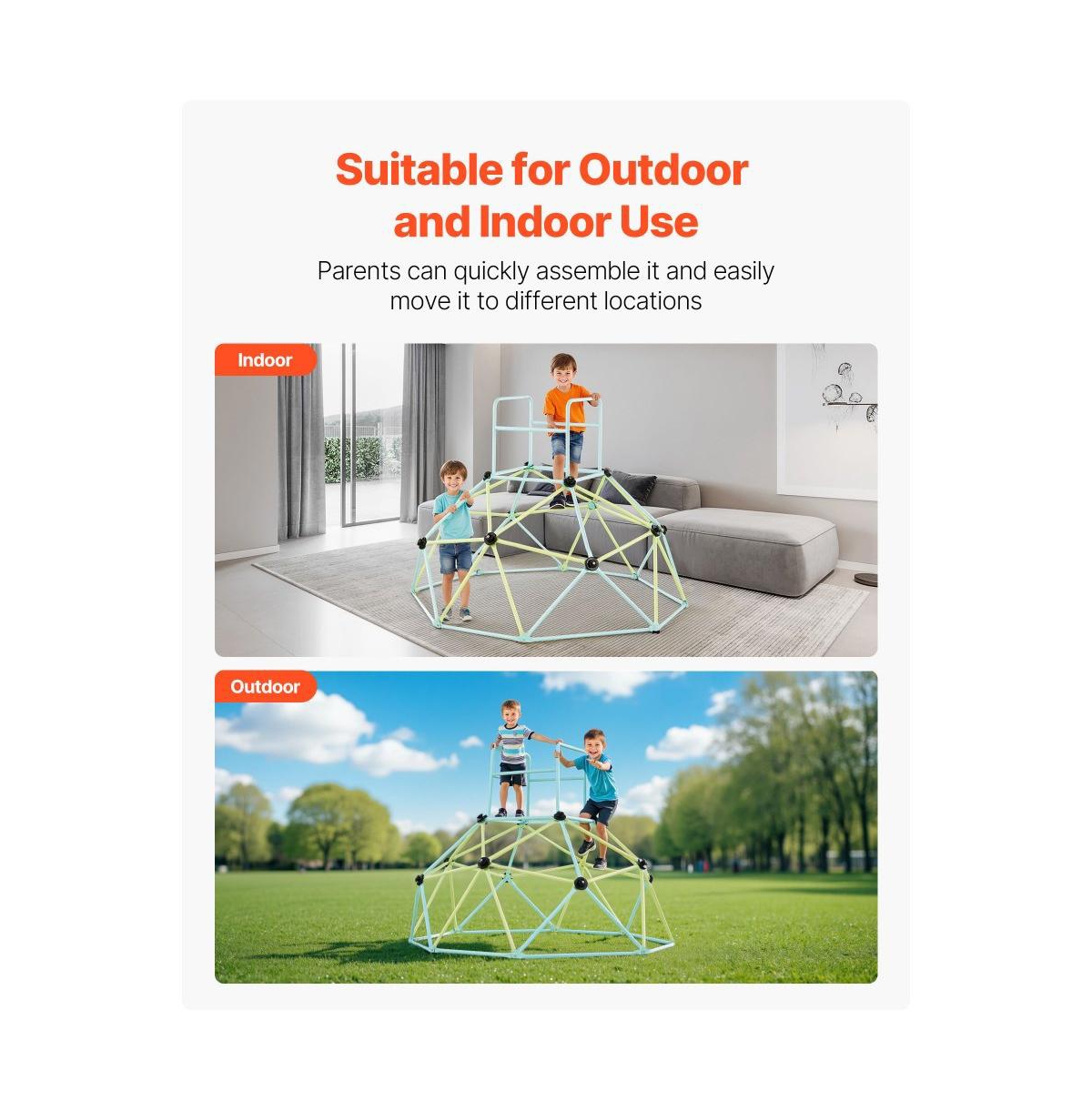 Slickblue Kids Climbing Dome Geometric Indoor-Outdoor, 600 lbs Capacity, Ages 3-10