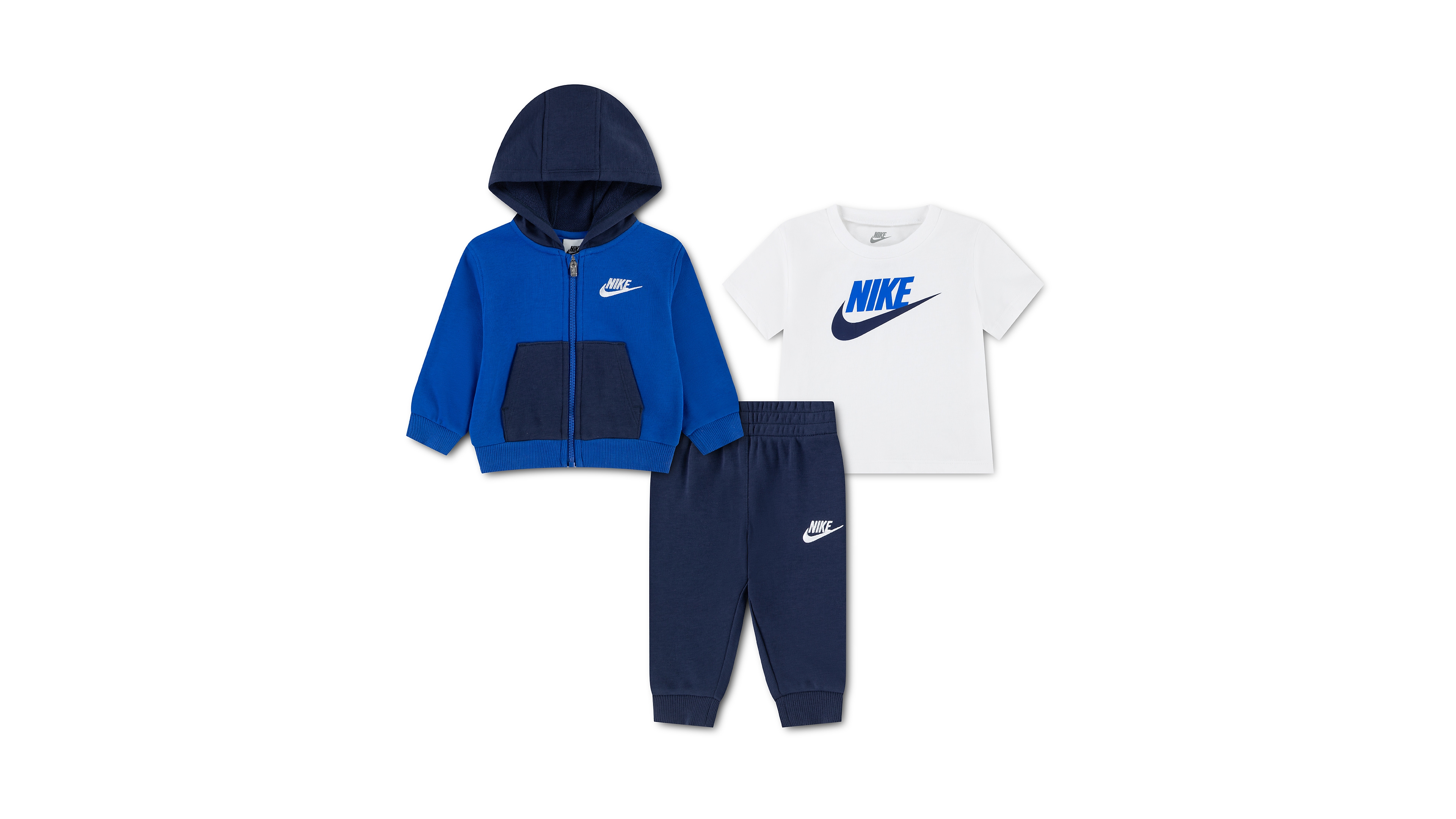 Nike Baby Boys' and Girls' Lifestyle Hoodie, T-Shirt, Pants, 3-Piece Set
