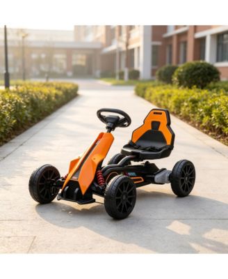 Kids Pedal-Powered Go-Kart with Adjustable Seat and Handbrake, Ages 3+