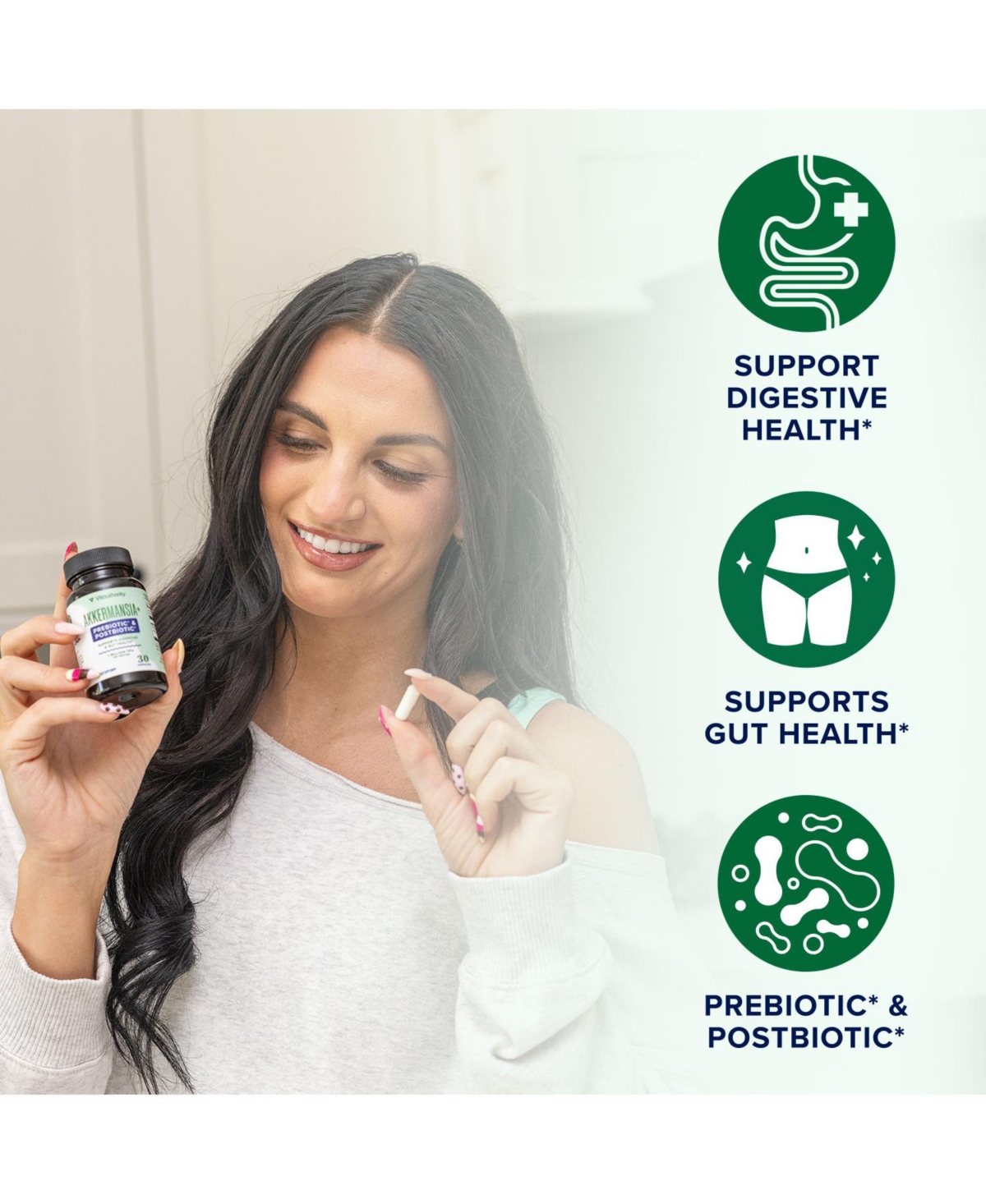 Vitauthority Akkermansia Plus Women's Probiotic and Prebiotic Capsules, 30 Count