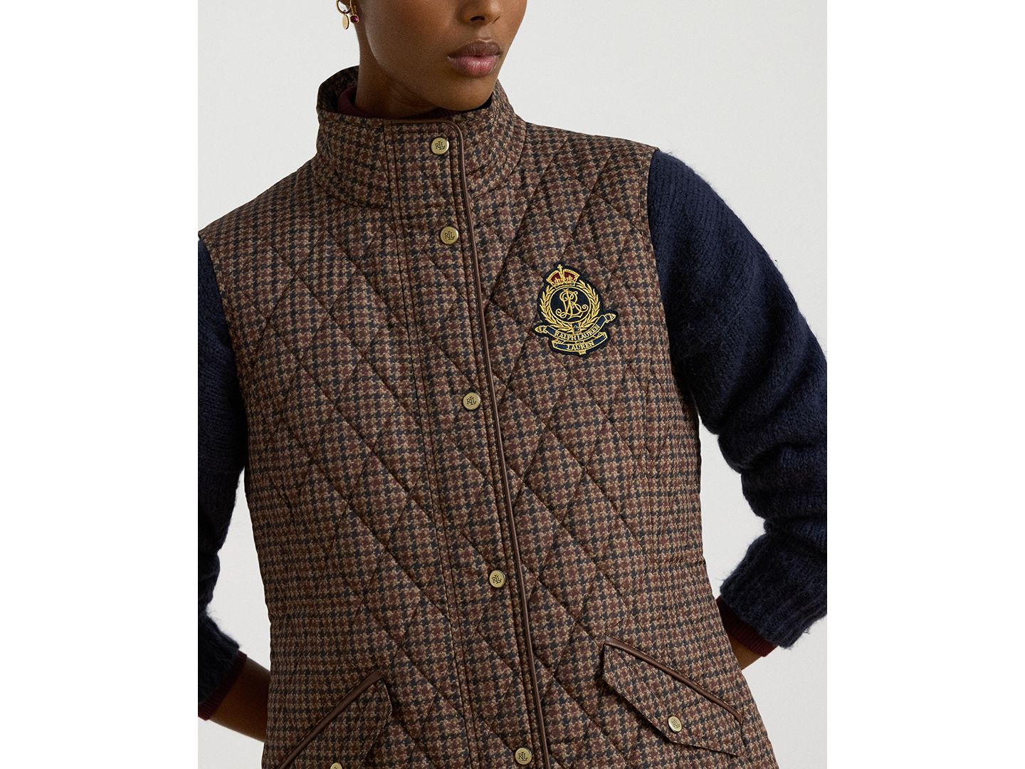 Женский жилет Lauren Ralph Lauren Crested Diamond-Quilted Down-Filled Vest, цвет: Клетчатый — фото 4