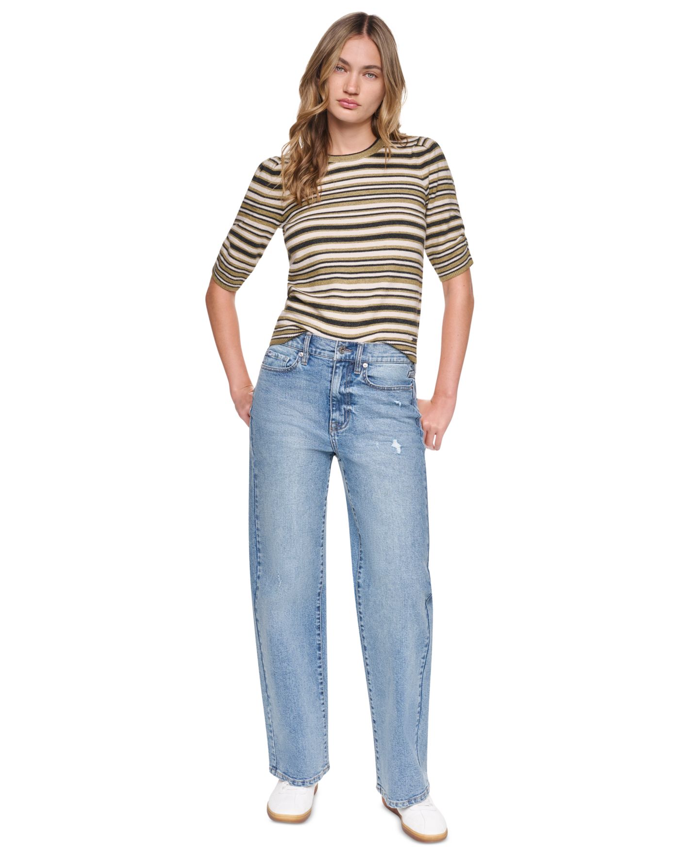 Женские джинсы DKNY Jeans Petite High-Rise Straight-Leg Light Rinse, цвет: Upper West — фото 2