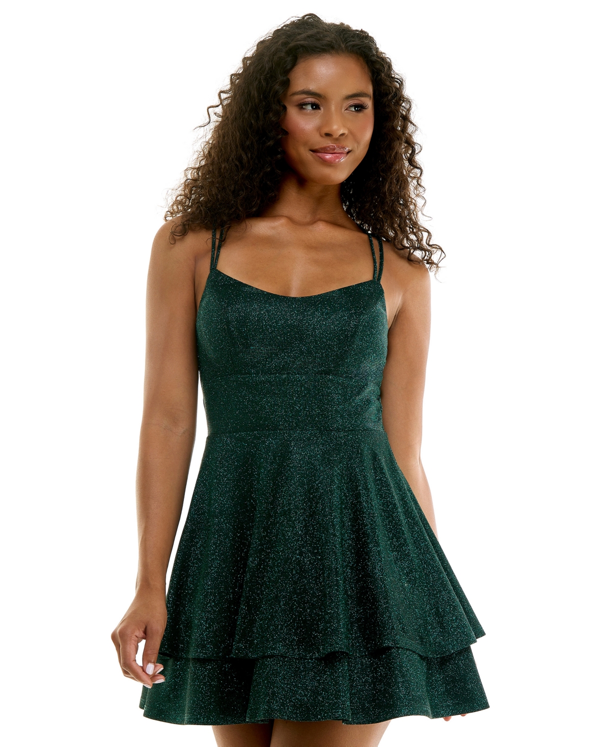 City Studios Juniors' Glitter Sleeveless Fit & Flare Mini Dress
