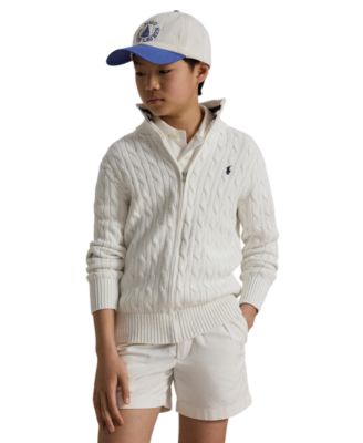 Boys' 8-20 Cable-Knit Cotton Full-Zip Sweater