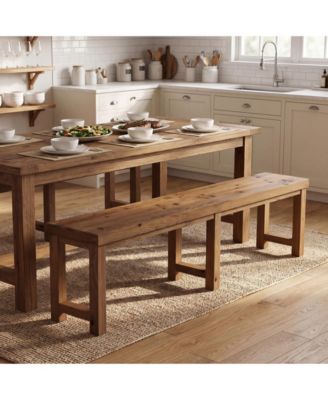 70.9" Solid Wood Dining Bench, Extra Long Farmhouse