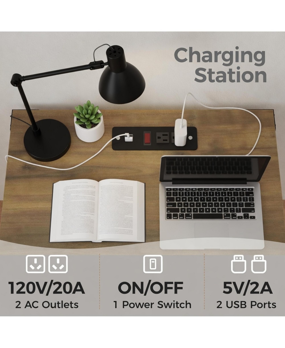 Flynama Farmhouse Charging Nightstand